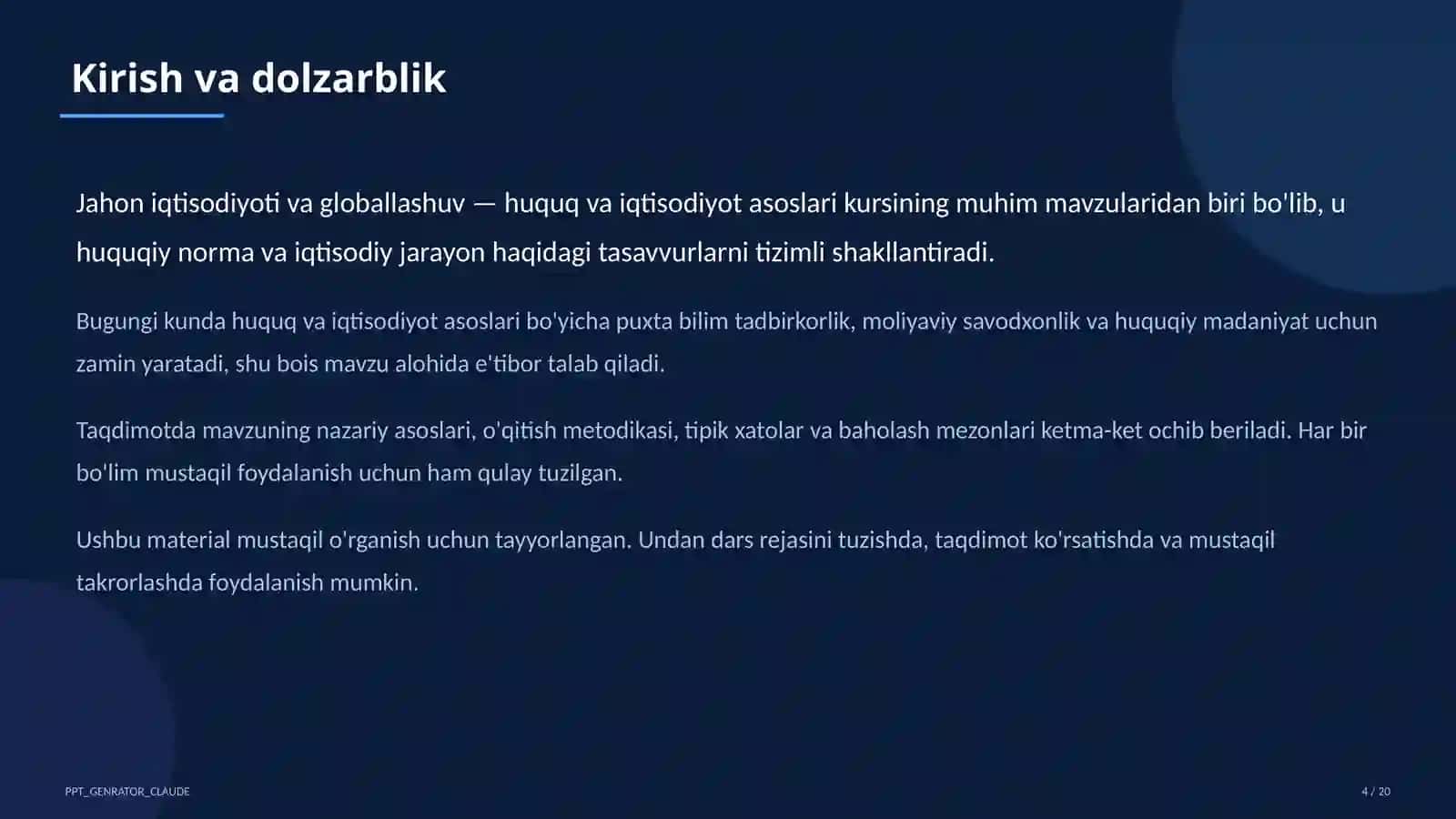 Huquq va iqtisodiyot asoslari (9– 4