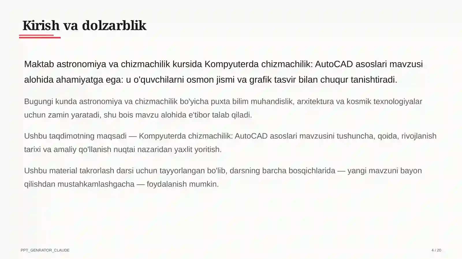 Kompyuterda chizmachilik: AutoCAD asoslari (9-sinf) 4