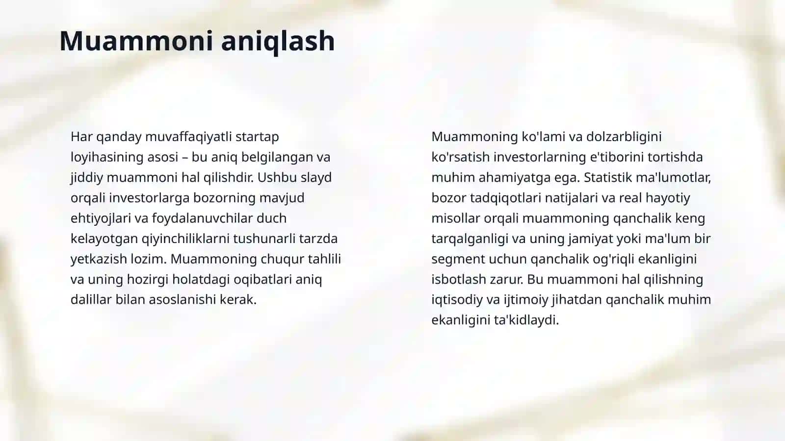 Startap loyihalari uchun Pitch Deck (Investorlar uchun taqdimot) tuzilmasi 4