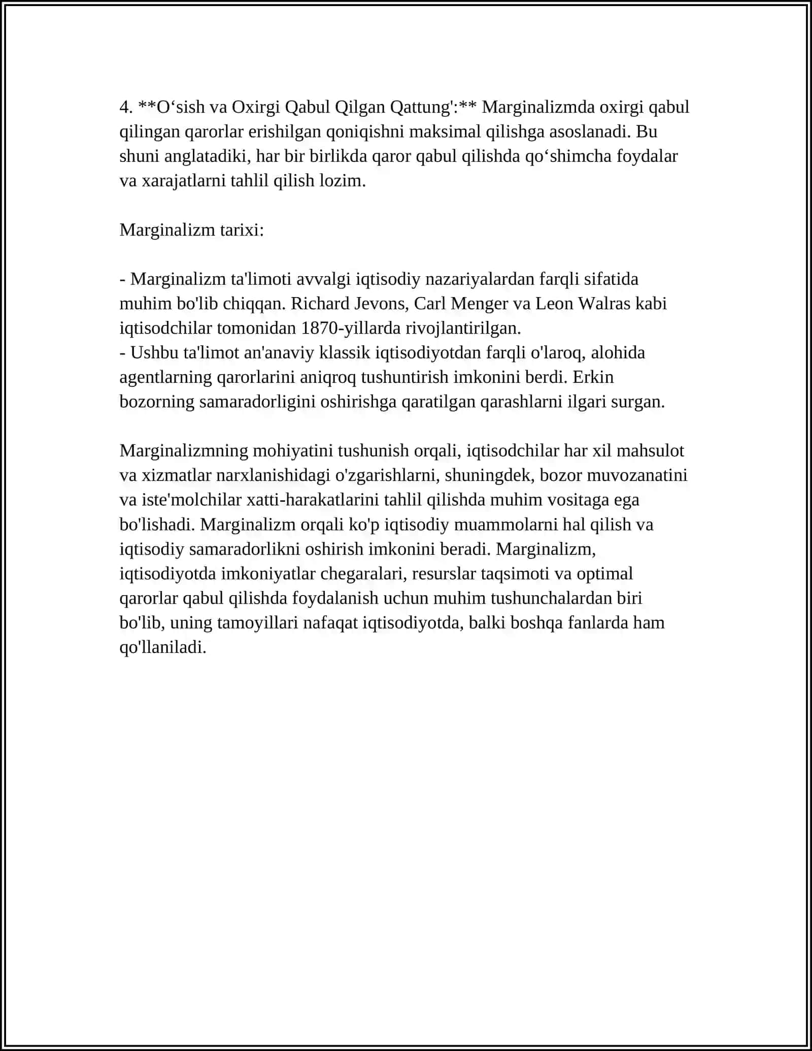 MARJONTALIZM TA'LIMOTI VA NEOKLASSIK IQTISODIY MAKTABLAR 4