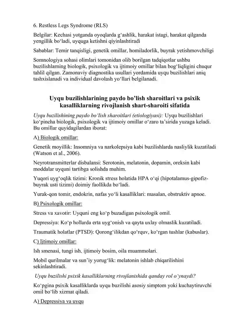 UYQU BUZILISHLARI 4