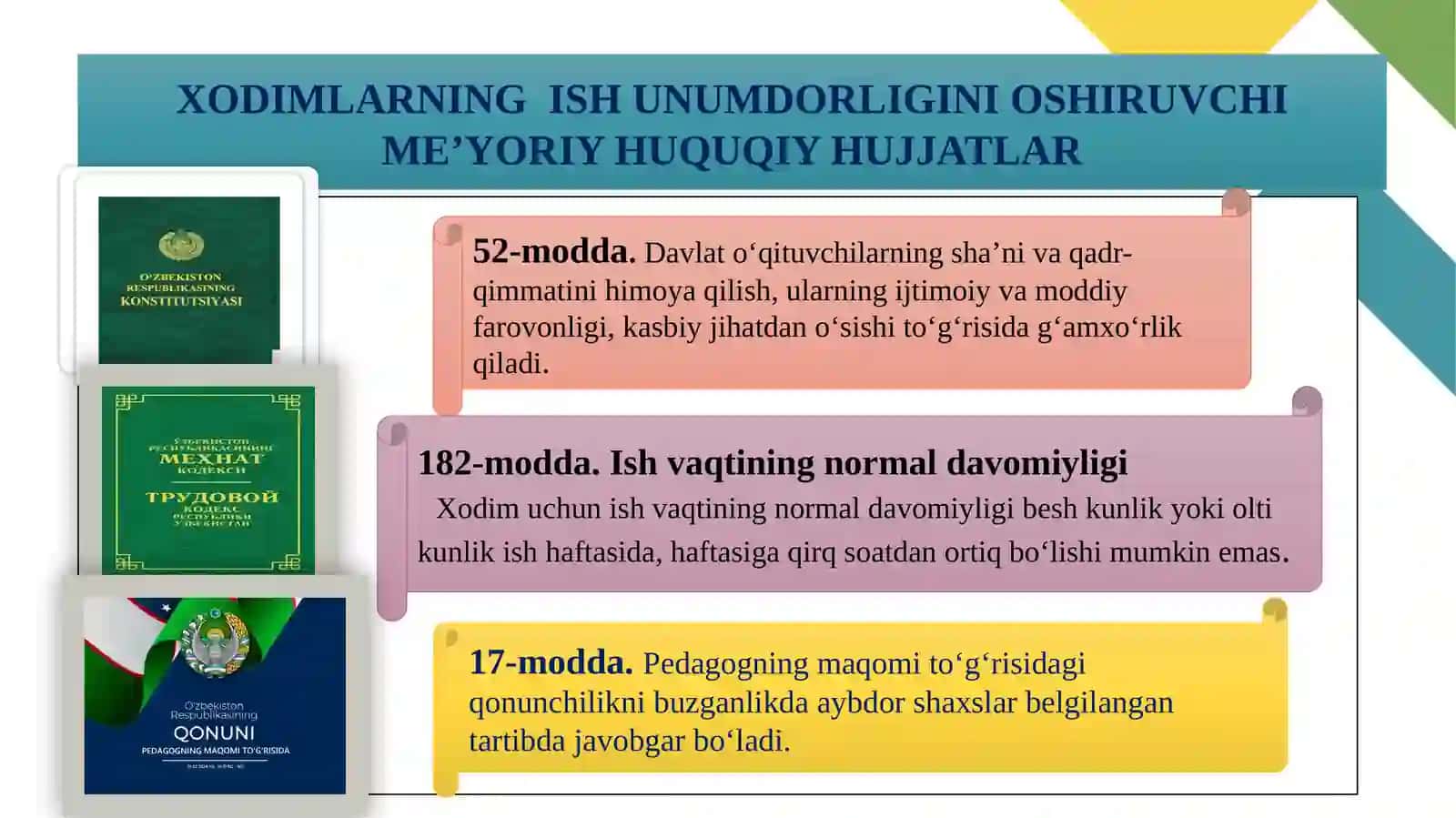 MAKTABDA DEMOTIVATSIYAGA EGA BO’LGAN XODIMLARNING ISH UNUMDORLIGINI OSHIRISH 4