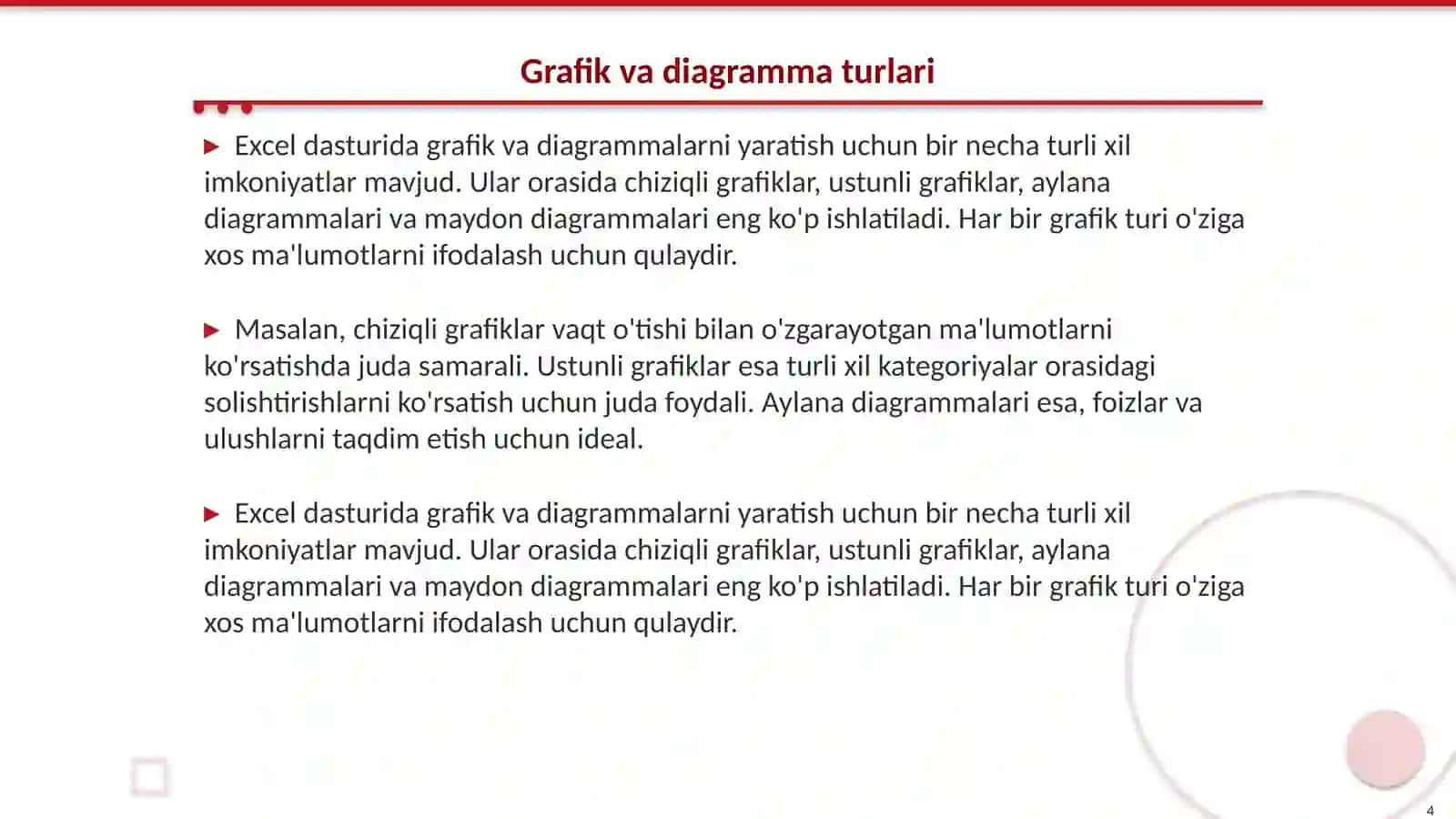 Excel da moliyaviy ma'lumotlarni grafik va diagrammalar orqali tahlil qilish 4