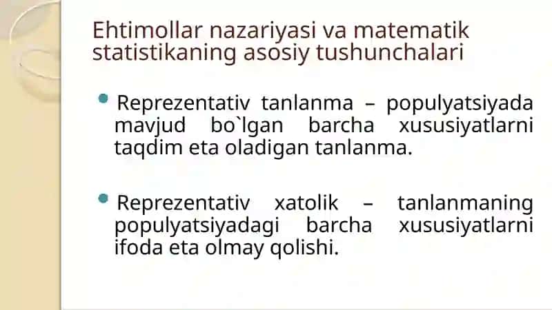 Ekonometrikada ehtimollar nazariyasi va matematik statistikaning asosiy tushunchalari 4
