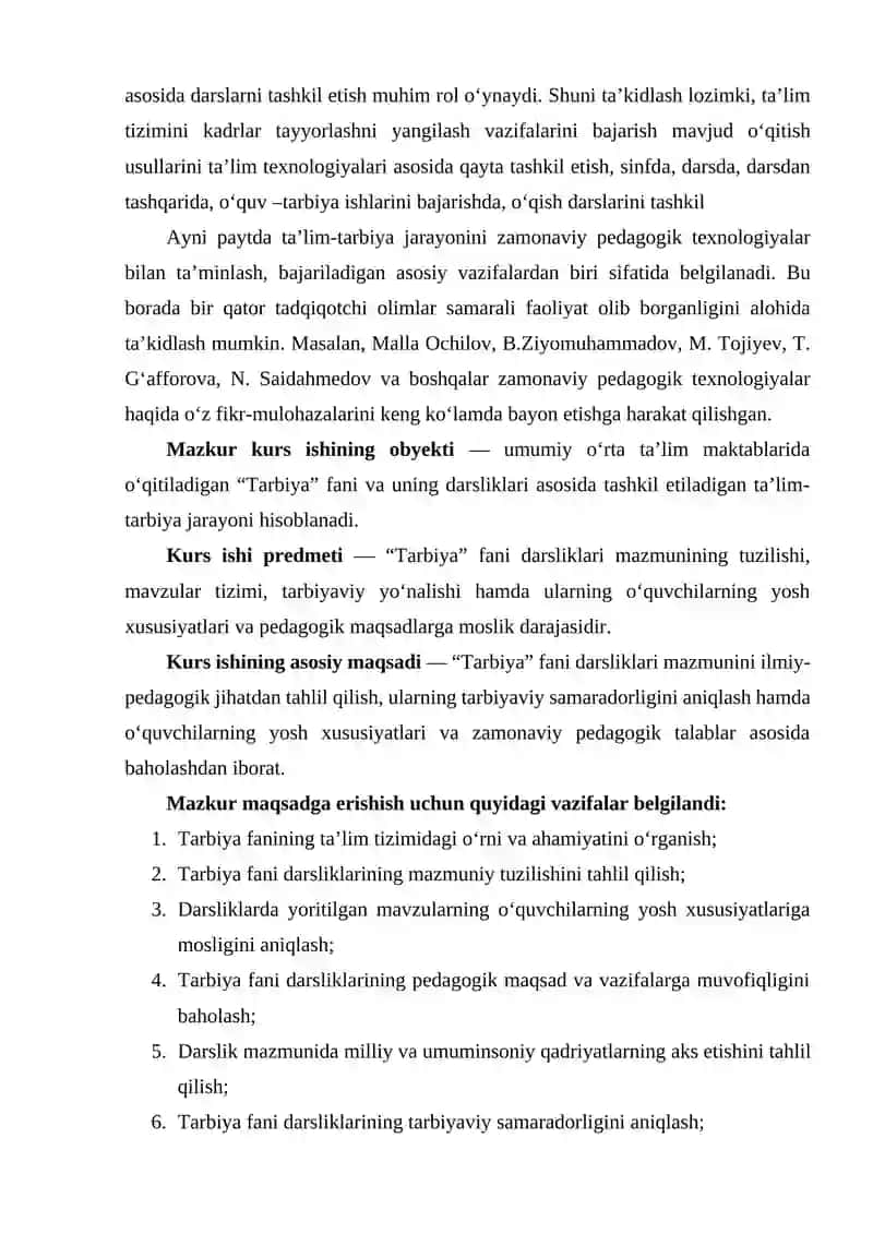 TARBIYA FANI DARSLIKLARI MAZMUNINI TAHLIL ETISH 4