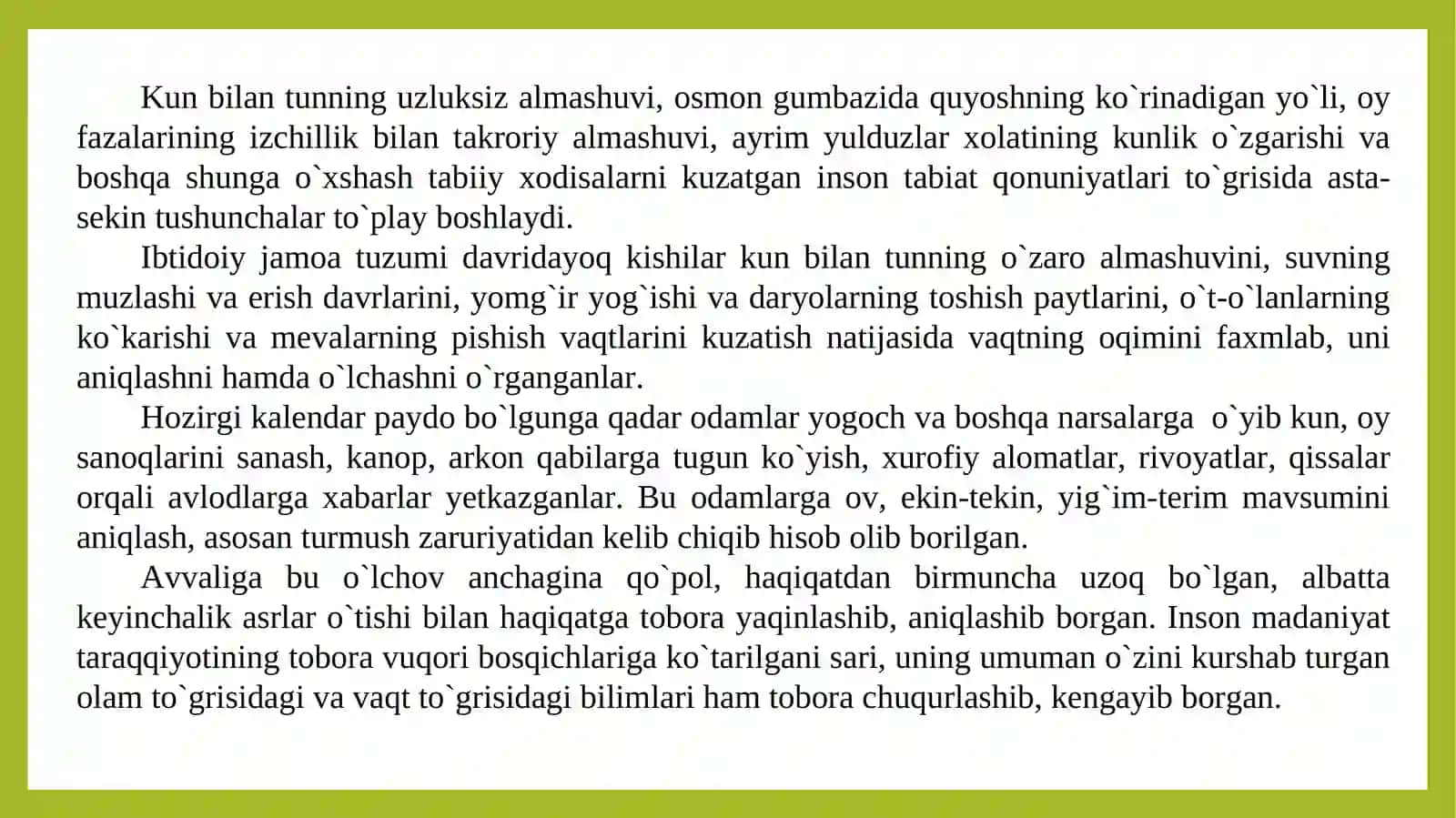 VAQTNING BOSHLANG’ICH O’LCHOV BIRLIKLARI YIL VA DAVRLARNI ANIQLASH 4