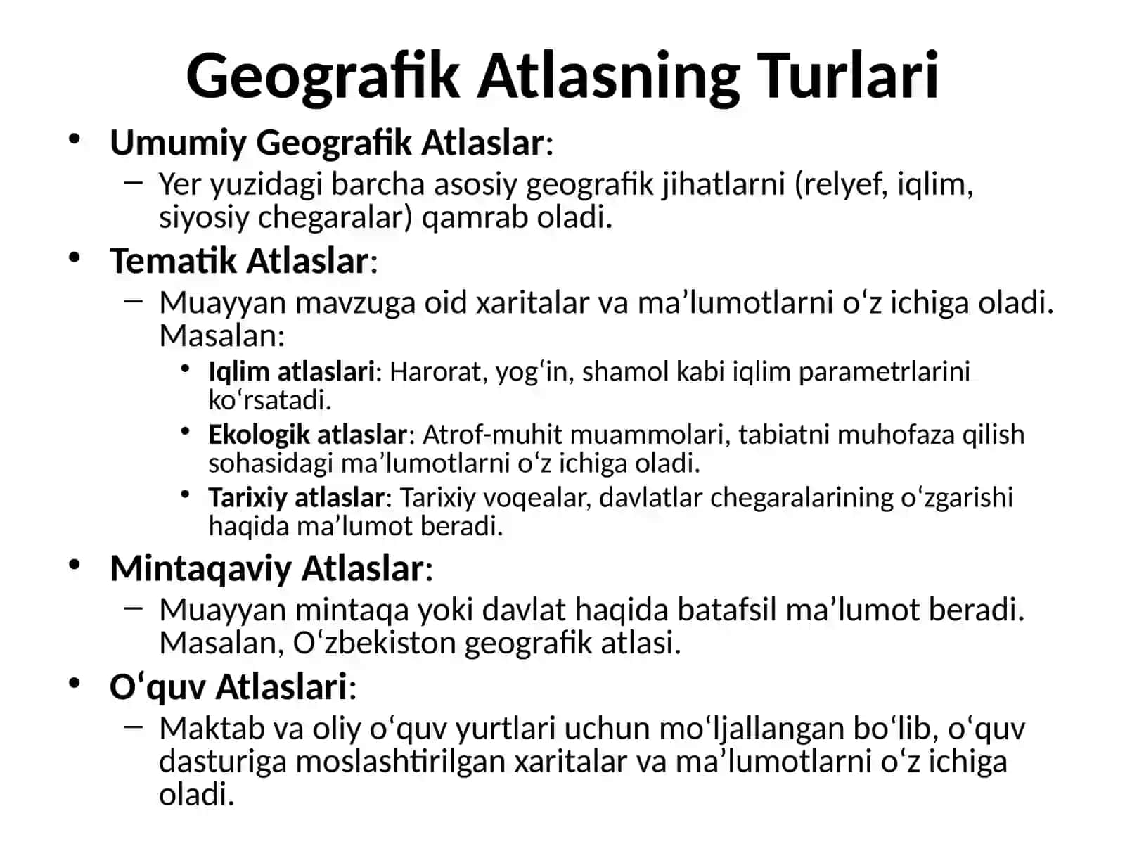 Geografik xarita va atlaslarni tahlil qilish 4