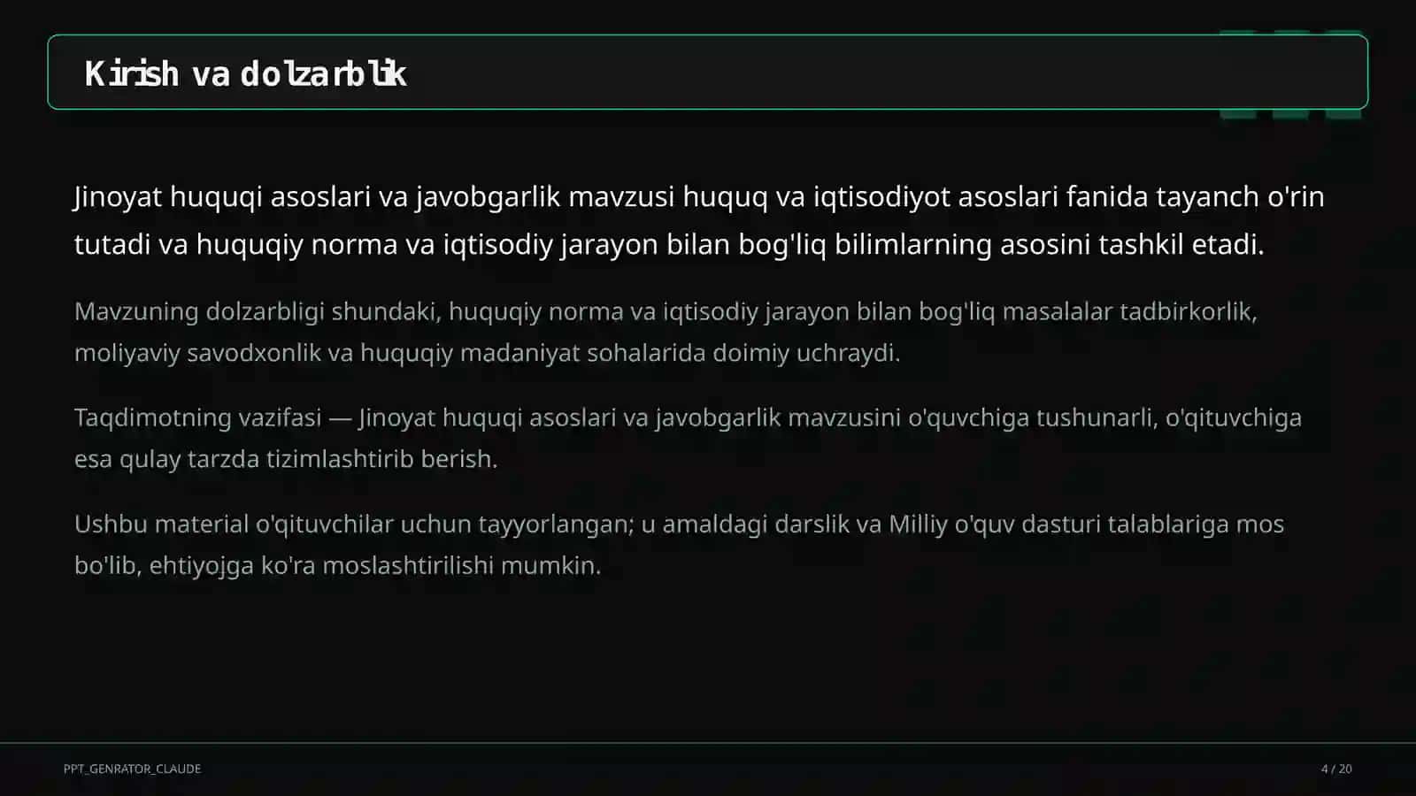 Jinoyat huquqi asoslari va javobgarlik (10-sinf) 4