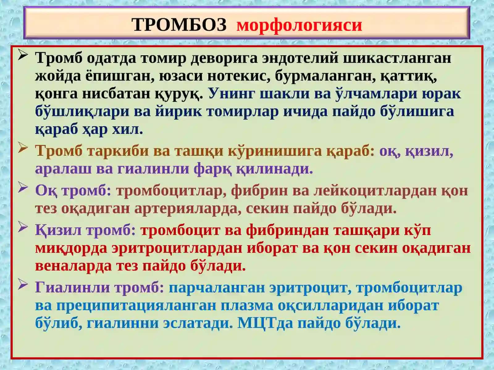 Тромбоз. Эмболия. Стаз. Инфаркт 4