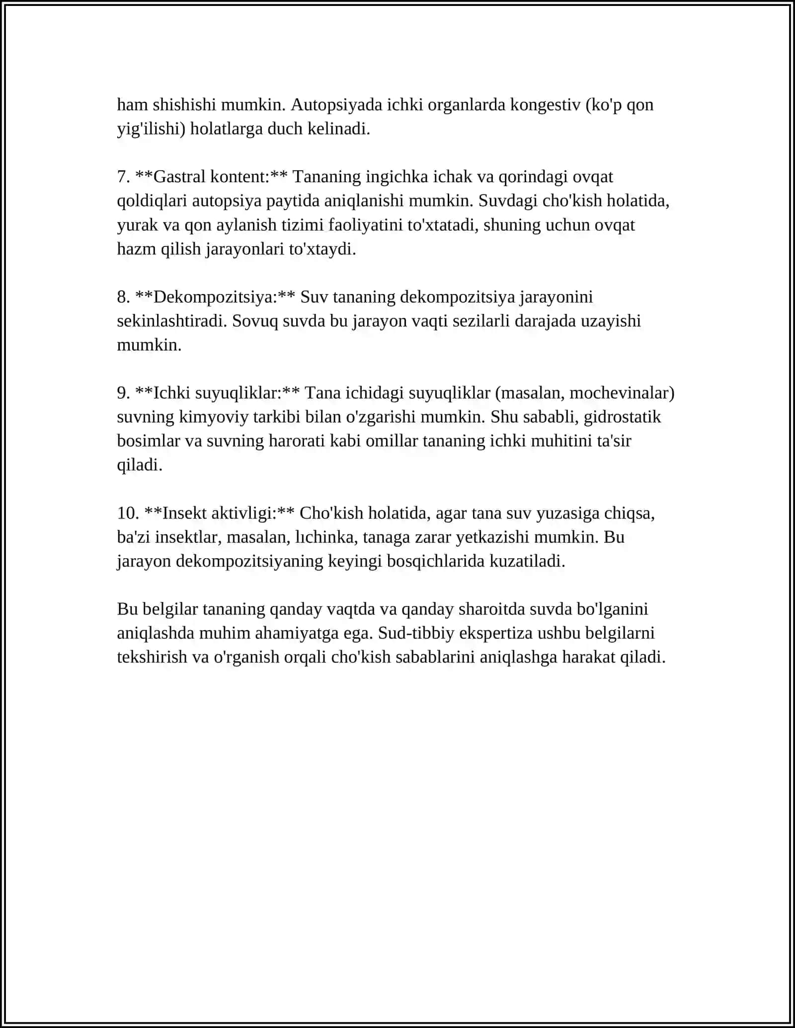 CHO'KISHDA LABORATORIYA TEKSHIRUV USULLARI.SUVDAN CHIQARIB OLINGAN MURDAGA JAROHATLARNINGDIFFERINTASIL DIOGNOSTIKASI 4