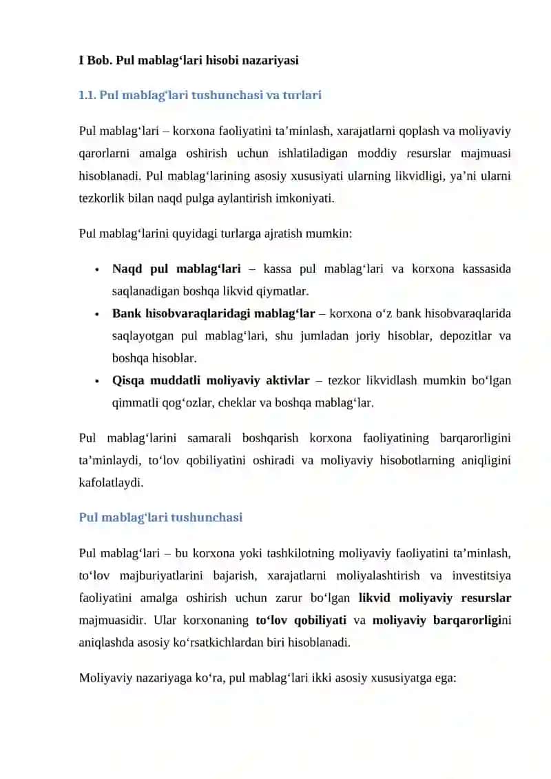 Pul mablag‘lari hisobi 4