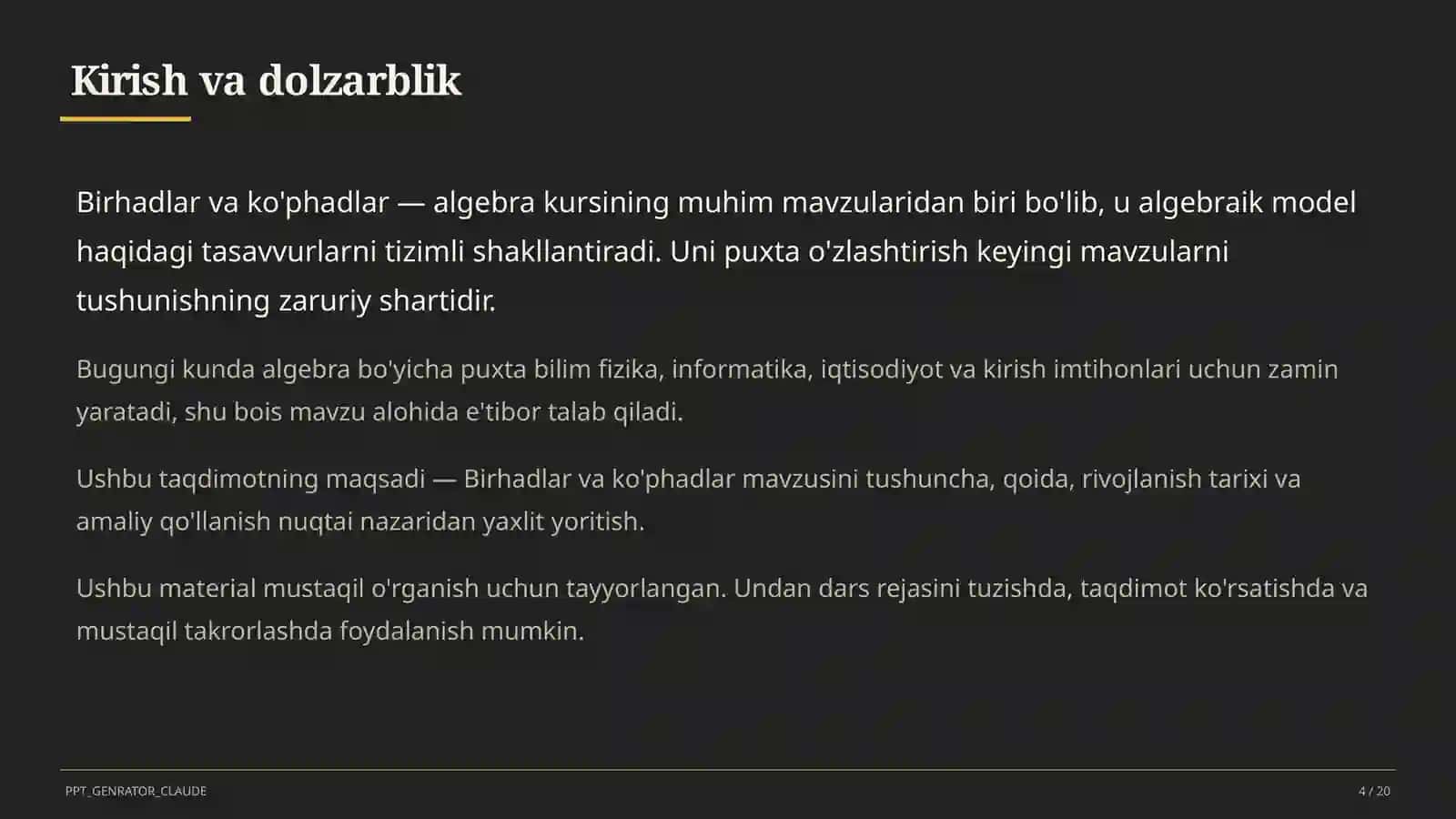 Birhadlar va ko'phadlar (7-sinf) 4