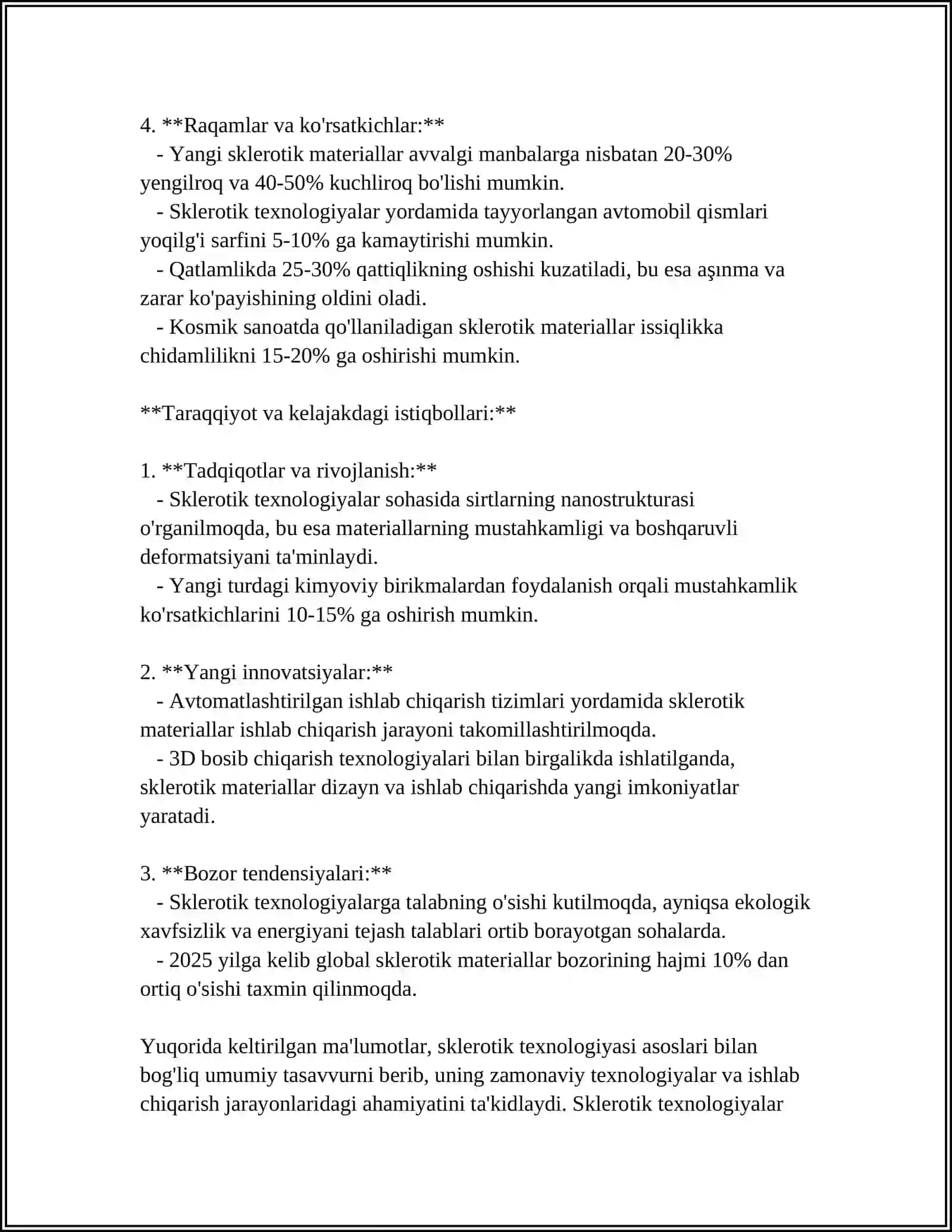 SKLERTIK" TEXNOLOGIYASI BOʻYICHA POLIETILEN UCHUN TEXNOLOGIYASI VA UNING AFZALLIGI 4