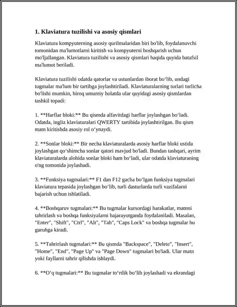 KLAVIATURA QURILMASI.TUGMACHALAR GURUHLARI VA VAZIFALARI 4