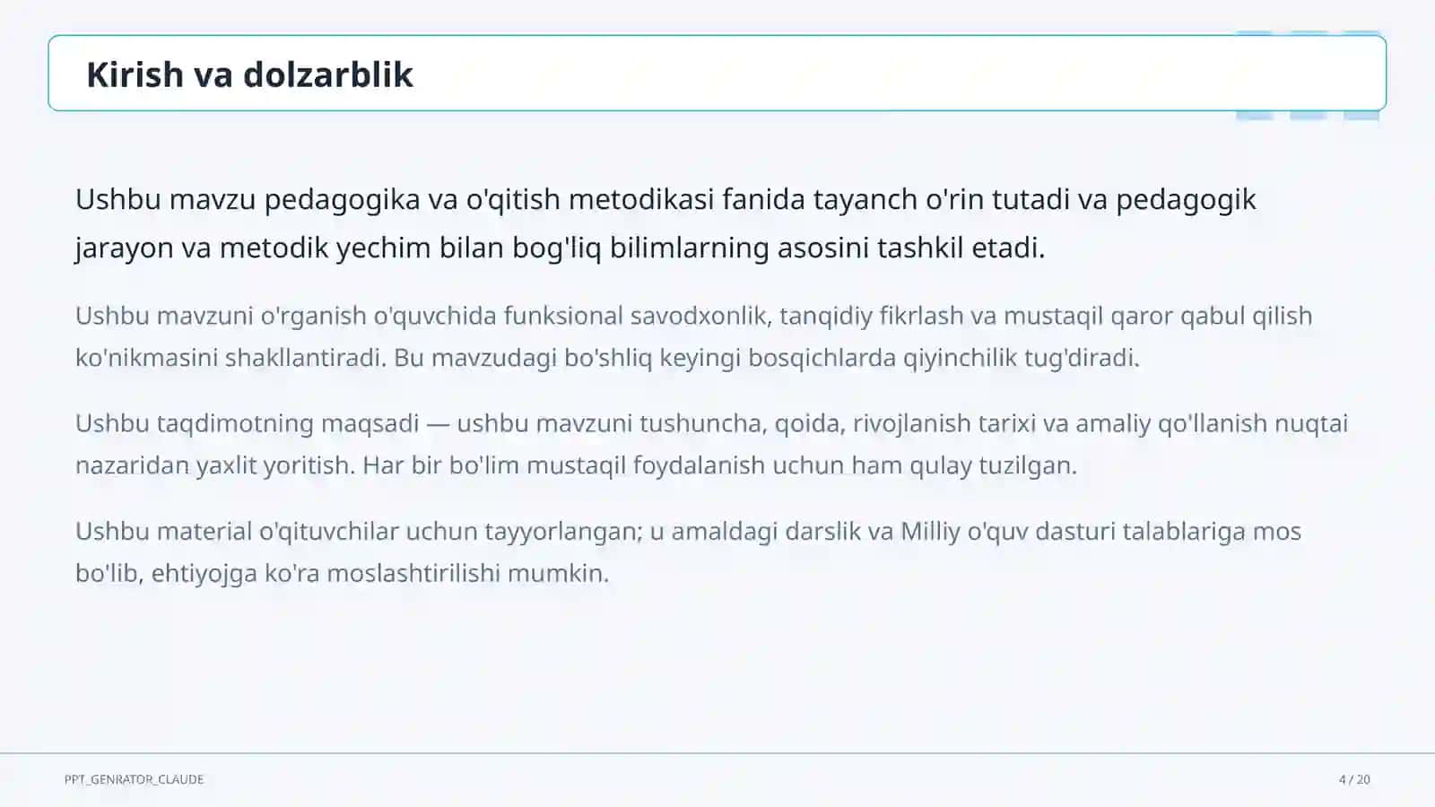 O'qituvchilarning Milliy sertifikatiga tayyorgarlik 4
