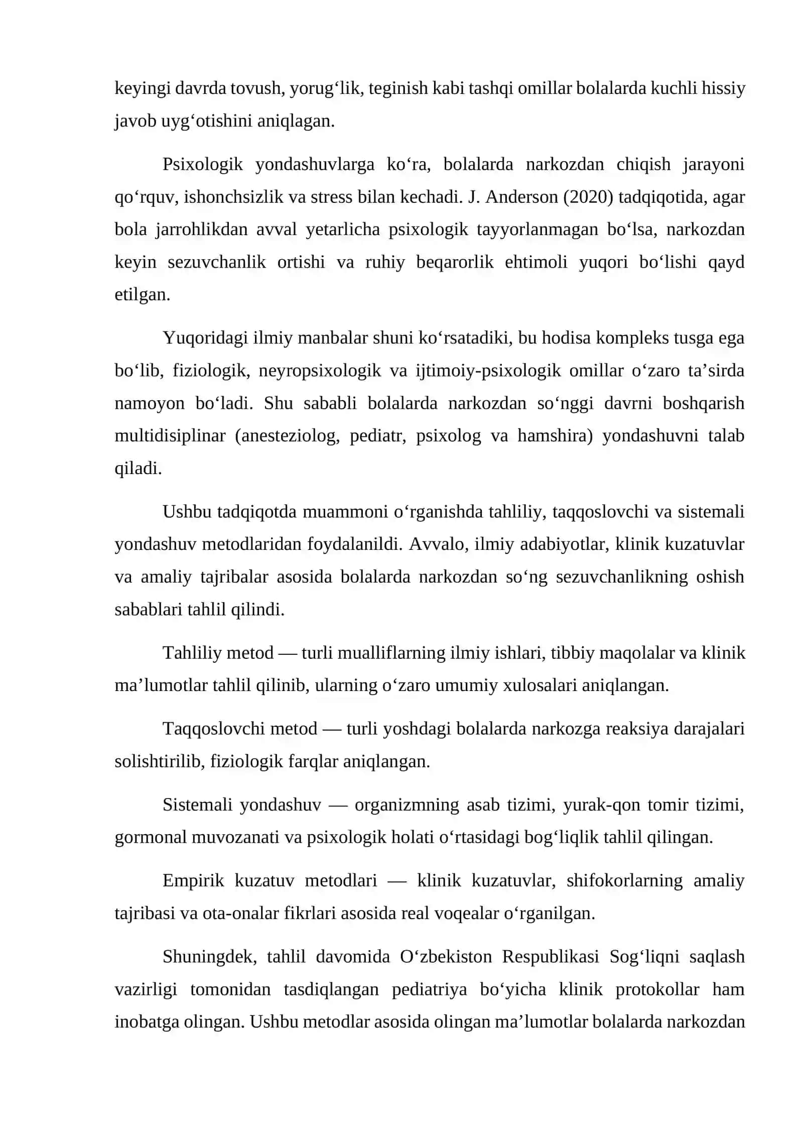 Bolalarda narkozdan so'ng sezgini yuqori bo'lishi 4