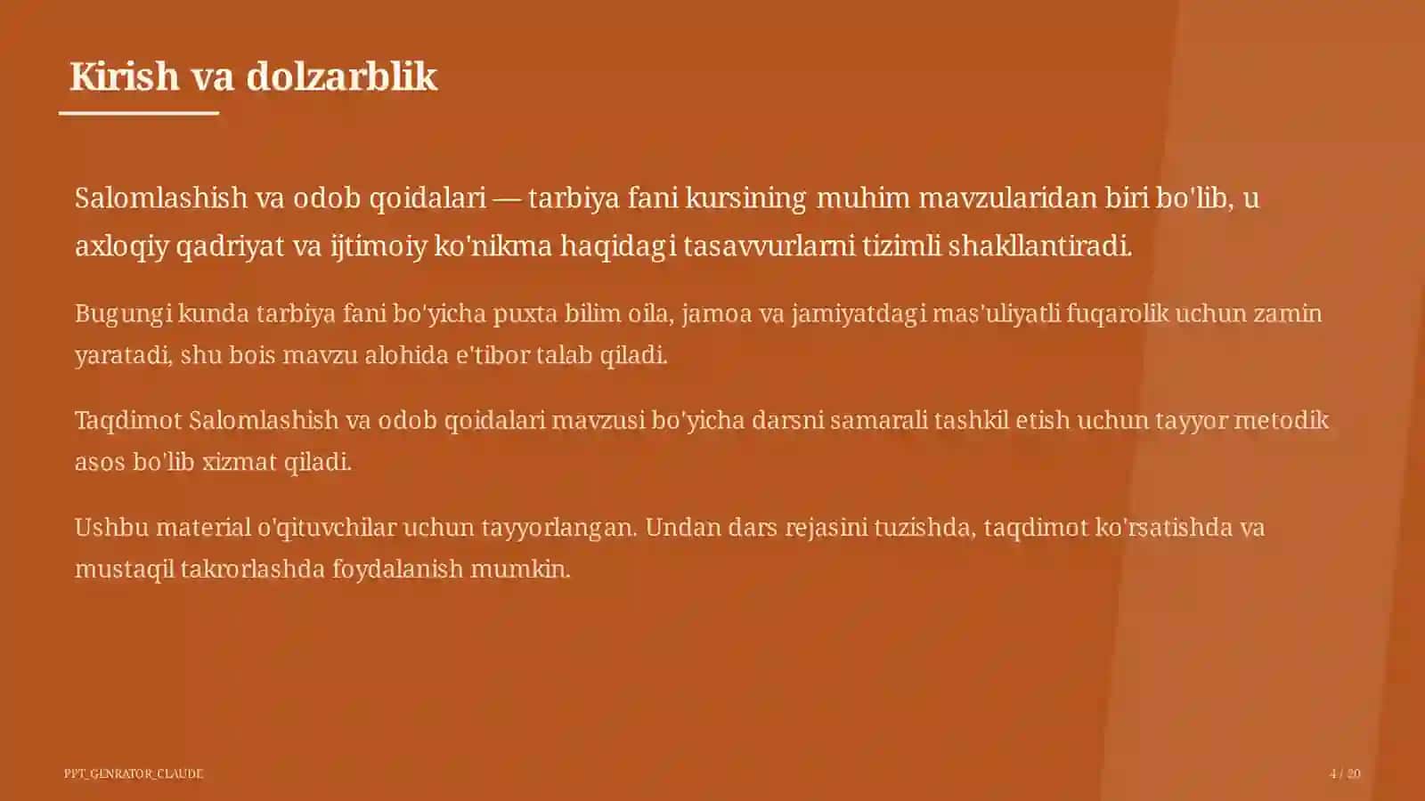 Salomlashish va odob qoidalari (1-sinf) 4