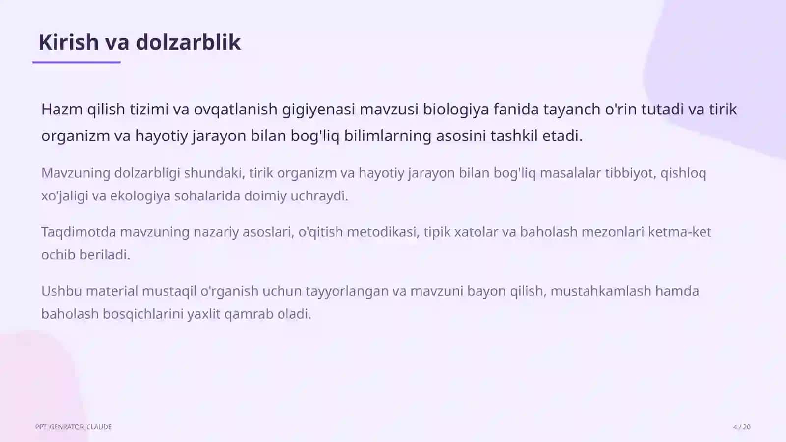 Hazm qilish tizimi va ovqatlanish gigiyenasi (8-sinf) 4