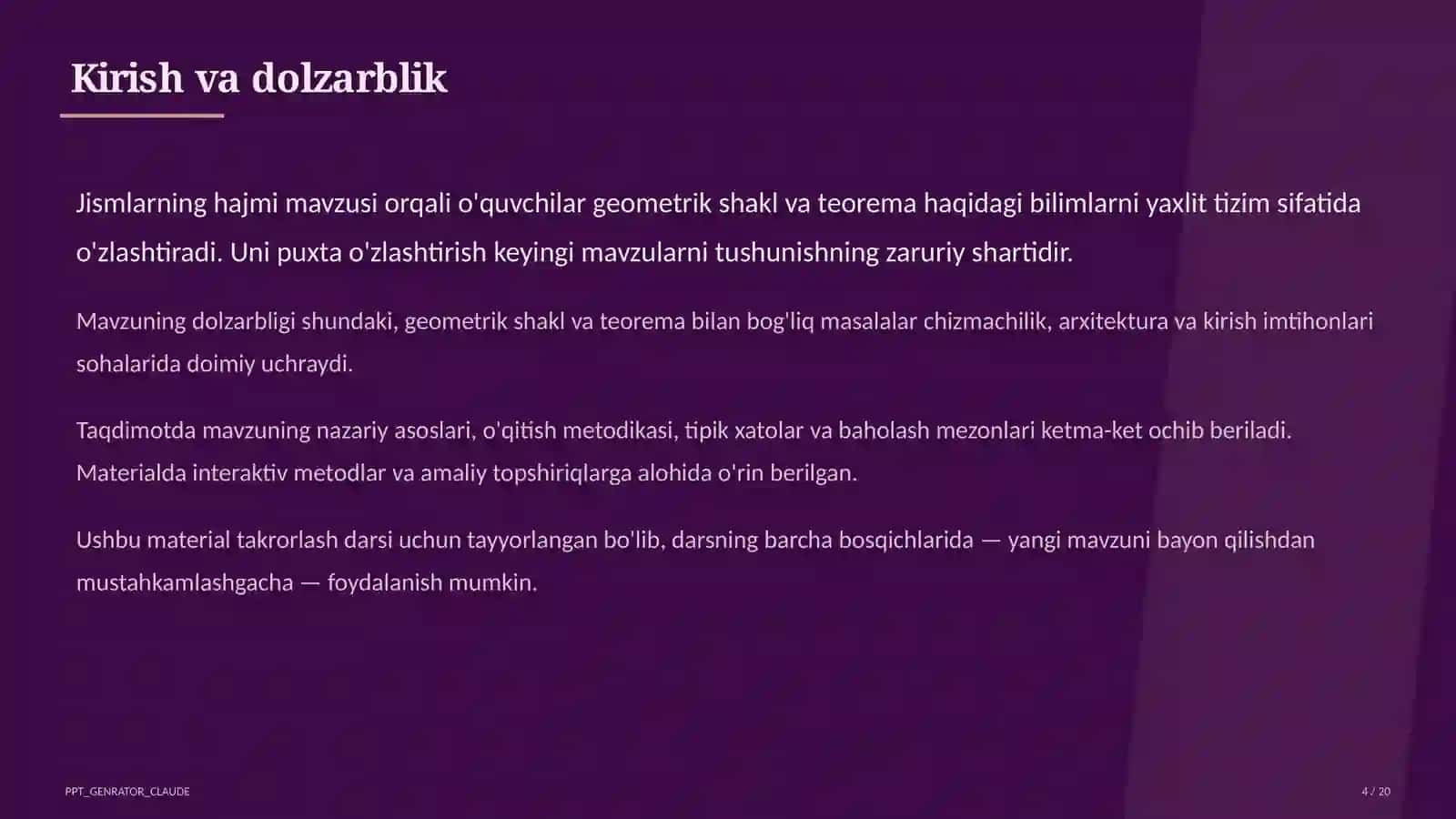 Jismlarning hajmi (11-sinf) 4