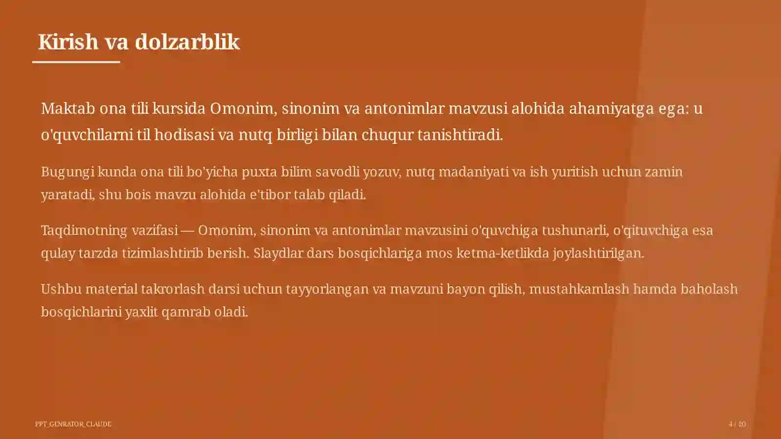 Ona tili (5–11) — takrorlash darsi uchun 4
