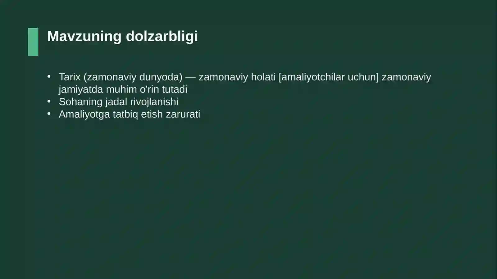 Tarix (zamonaviy dunyoda) — zamonaviy holati [amaliyotchilar uchun] 4