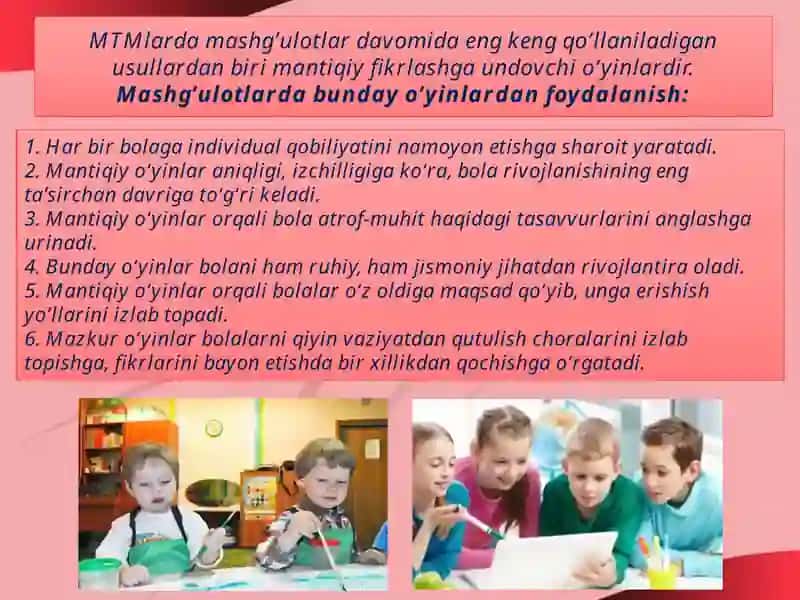 MAKTABGACHA TA'LIMDA TASHKILOTLARIDA INOVATSION PEDAGOGIK JARAYONLAR ASOSIDA LOYIHALASHTIRISH USULLARI 4