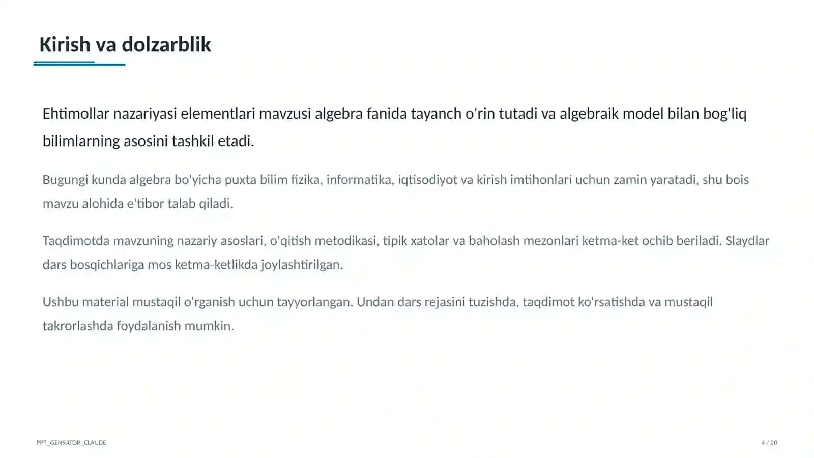 Ehtimollar nazariyasi elementlari (9-sinf) 4