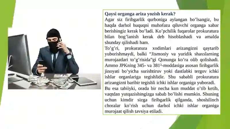 Firibgarlikka uchraganda ko'riladigan chora tadbirlar 4