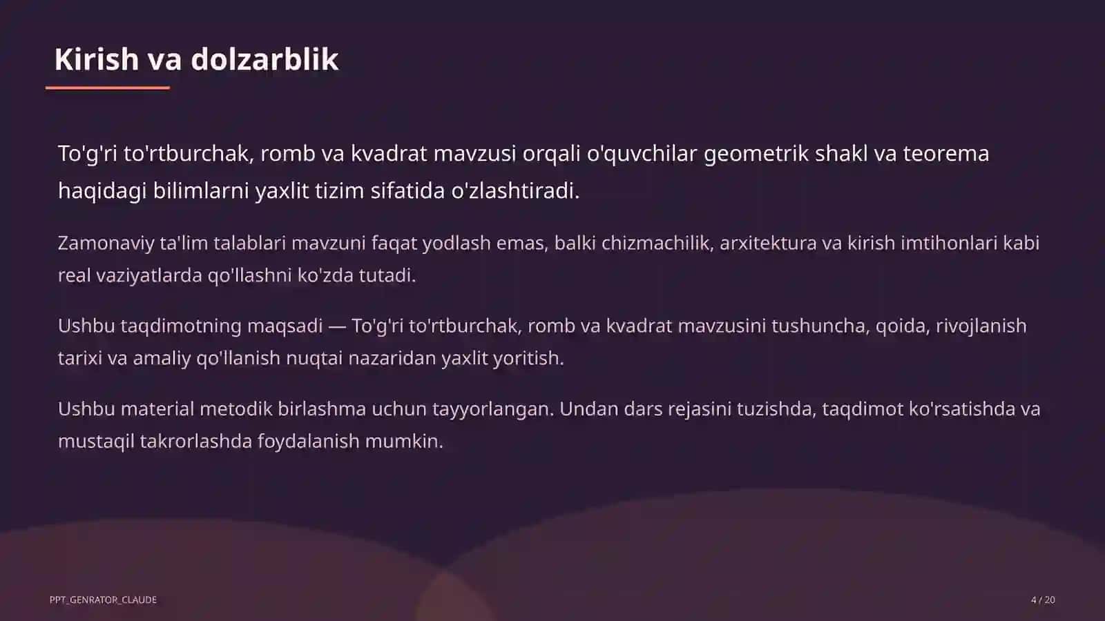 To'g'ri to'rtburchak, romb va kvadrat (8-sinf) 4