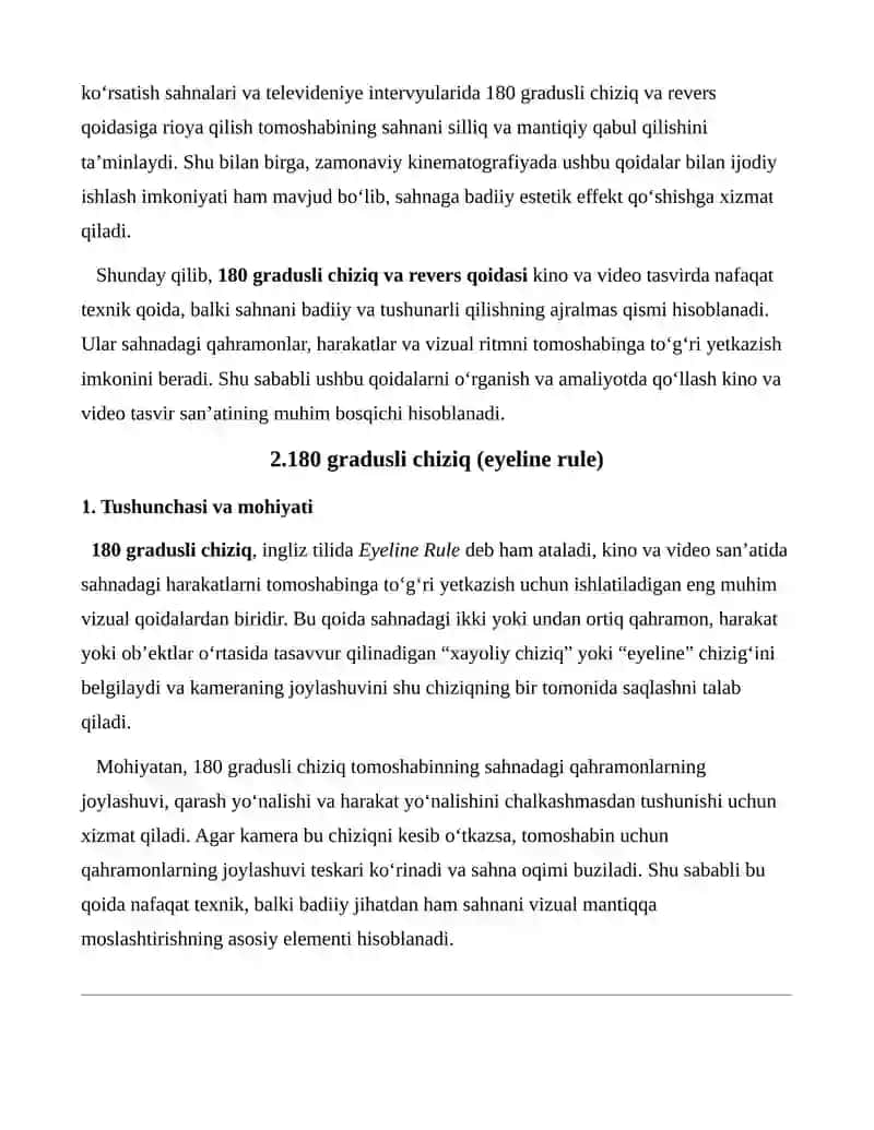 180 gradusli chiziq va revers qoidasi 4