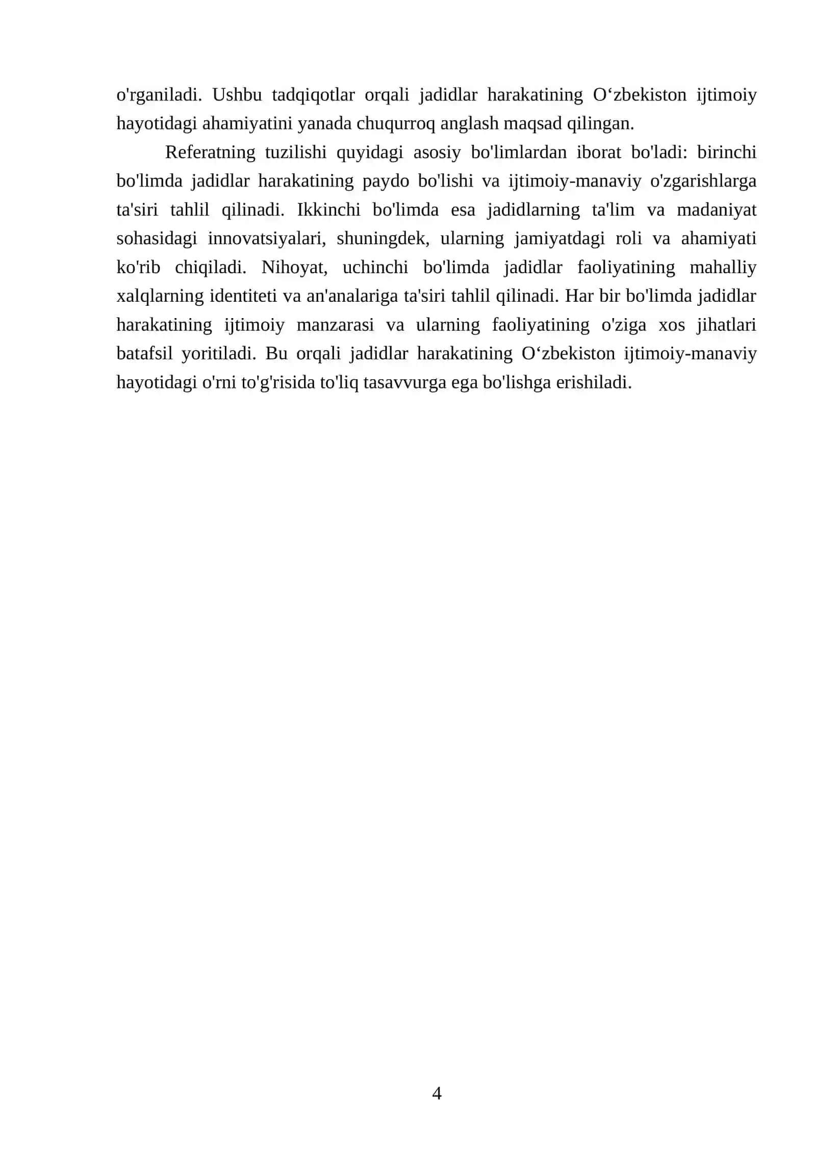 Jadidlar maʼrifatparvarlarining oʻlka ijtimoiy-manaviy hayotida tutgan oʻrni 4