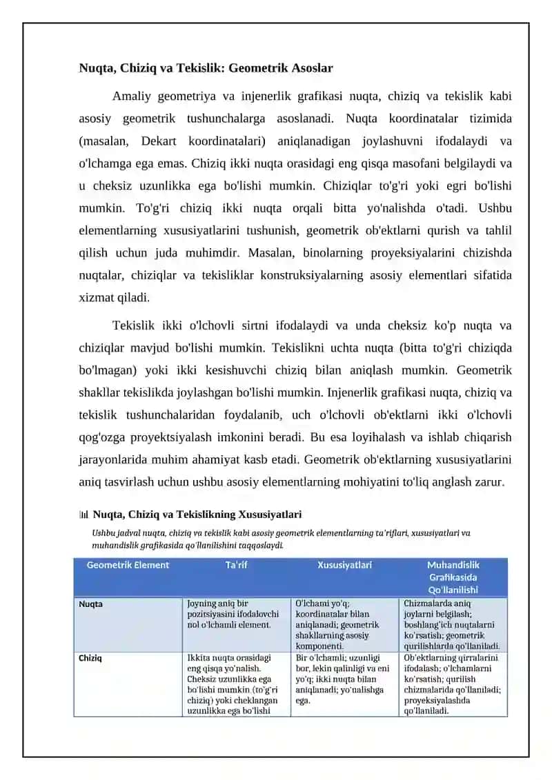 Amaliy geometriya va muhandislik grafikasi 4