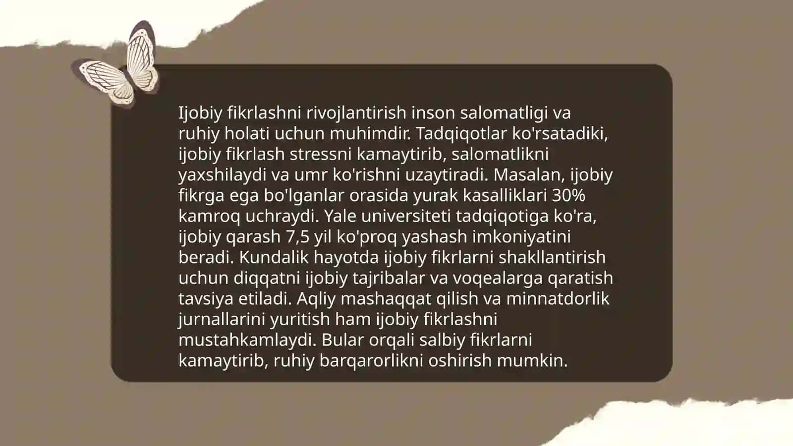 Oʻziga boʻlgan ishonch. Samootsenkani oshirish. Oʻziga toʻgʻri baho bera olish. Oʻzini boricha qabul qilish uchun tavsiyalar 4
