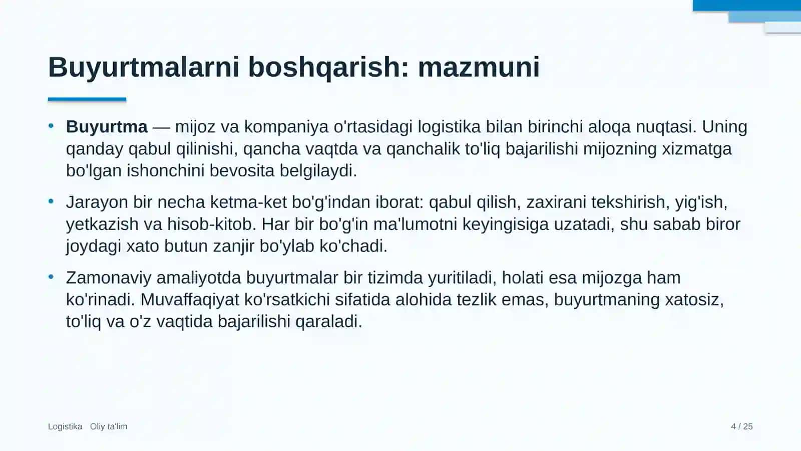 Loyiha institutlarida buyurtmalarni boshqarish 4