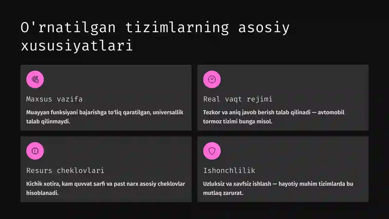 O'rnatilgan tizimlar faniga kirish 4