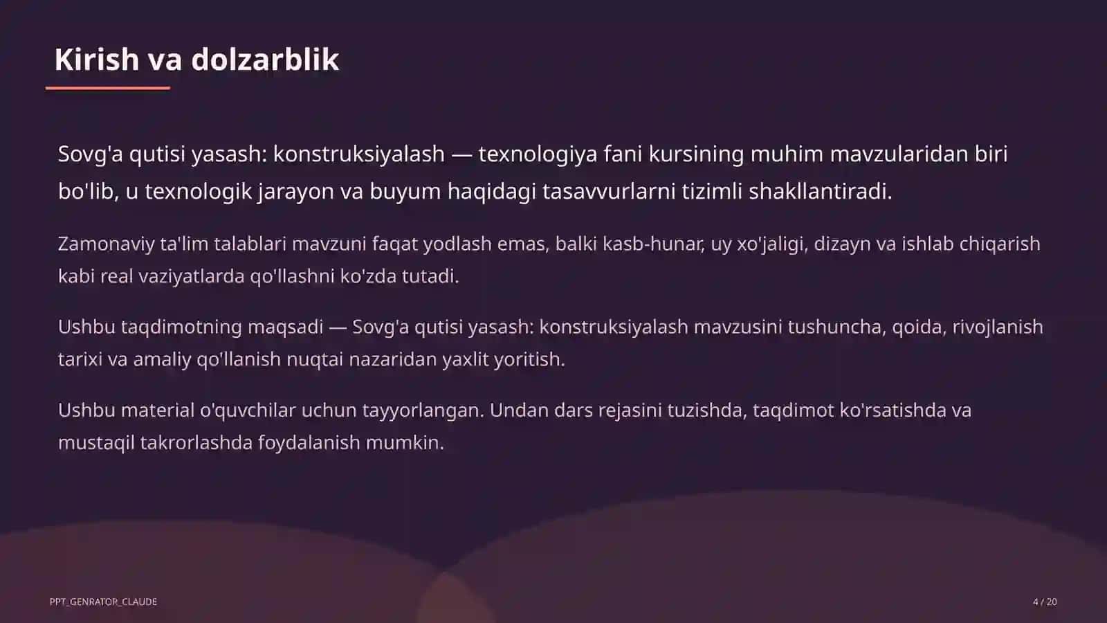 Sovg'a qutisi yasash: konstruksiyalash (3-sinf) 4