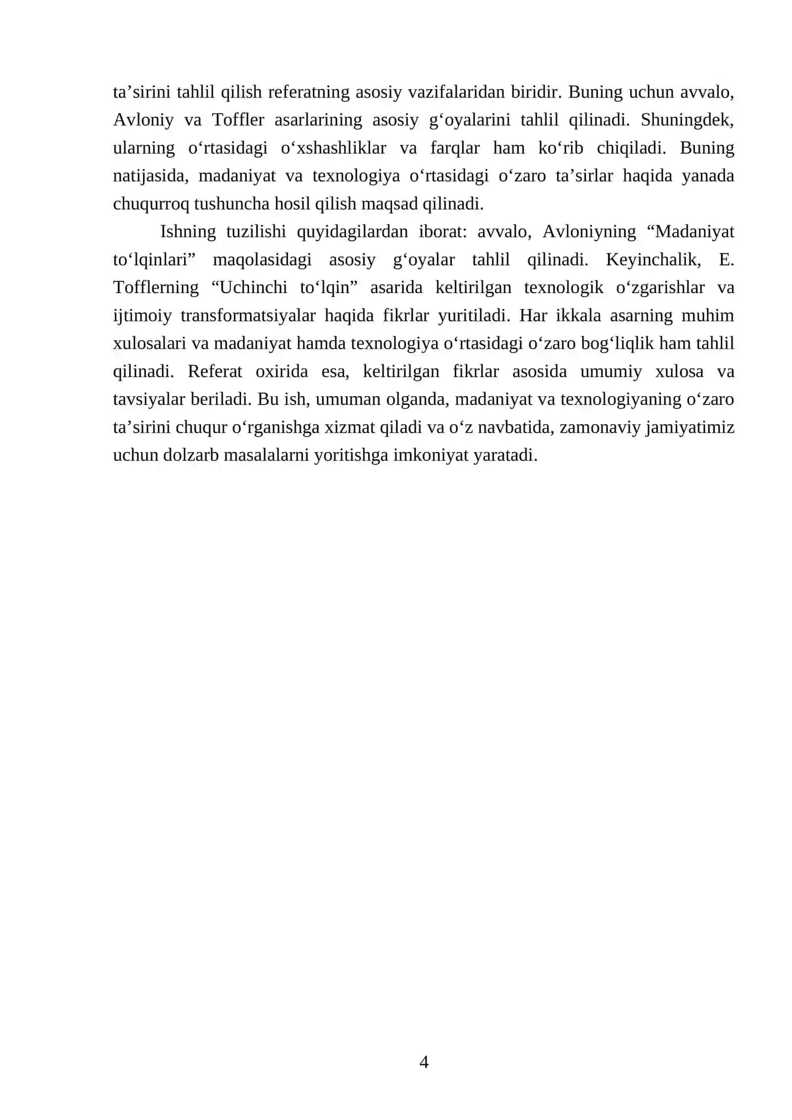Avloniyning “Madaniyat to‘lqinlari” maqolasi va E.Tofflerning “Uchinchi to‘lqin” asarini qiyosiy tahlil etish 4