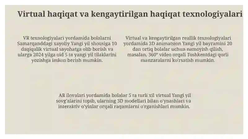 Yangiyil bayramini tashkil etish va munosib o'tkazish texnologiyasi 4