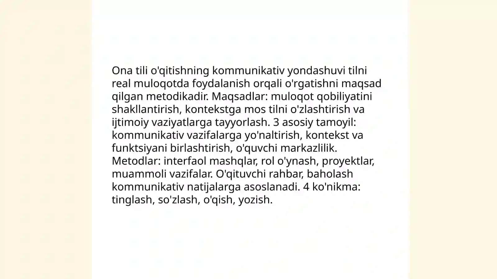 Ona tili o'qitish metodikasi 4
