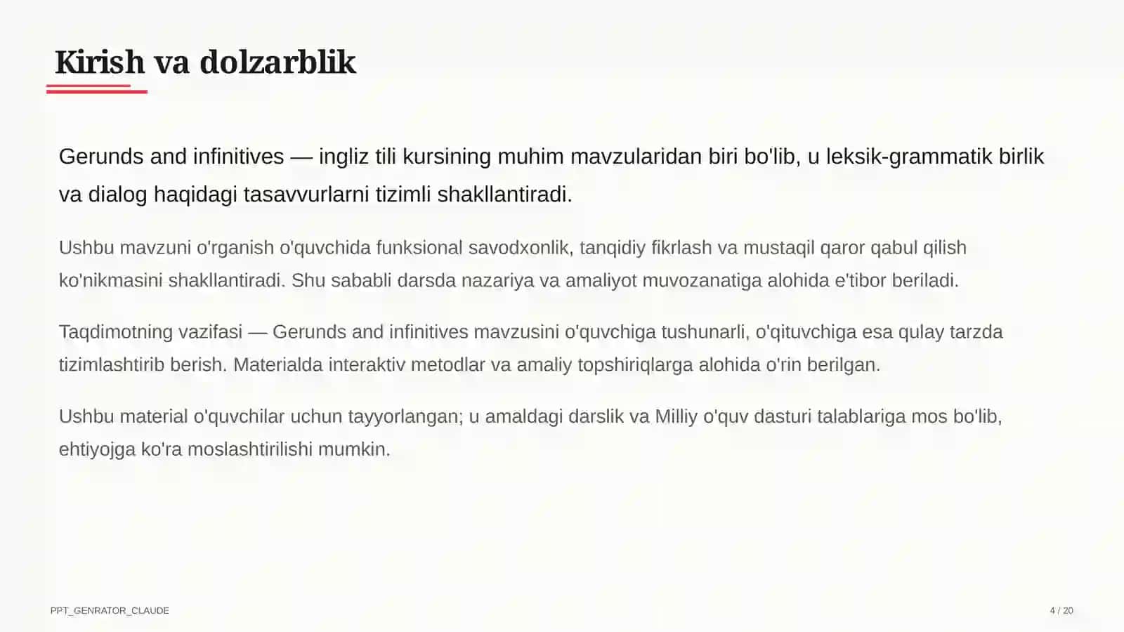 Gerunds and infinitives (11-sinf) 4