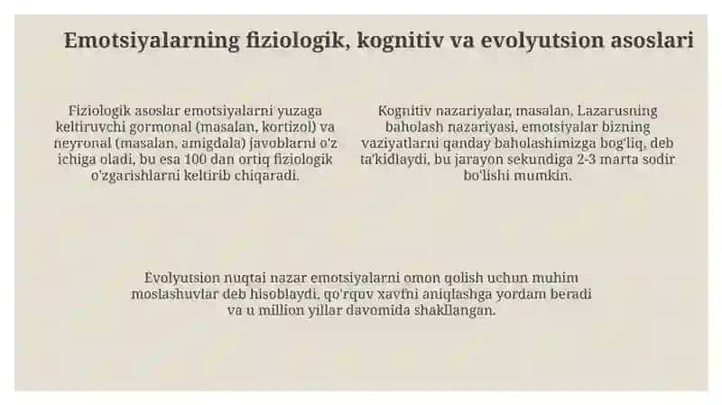 Emosiya va hissiyot haqida umumiy tushunchalar 4