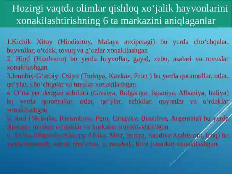 Qishloq xo‘jalik hayvonlarini kelib chiqishi va yovvoyi ajdodlari 4