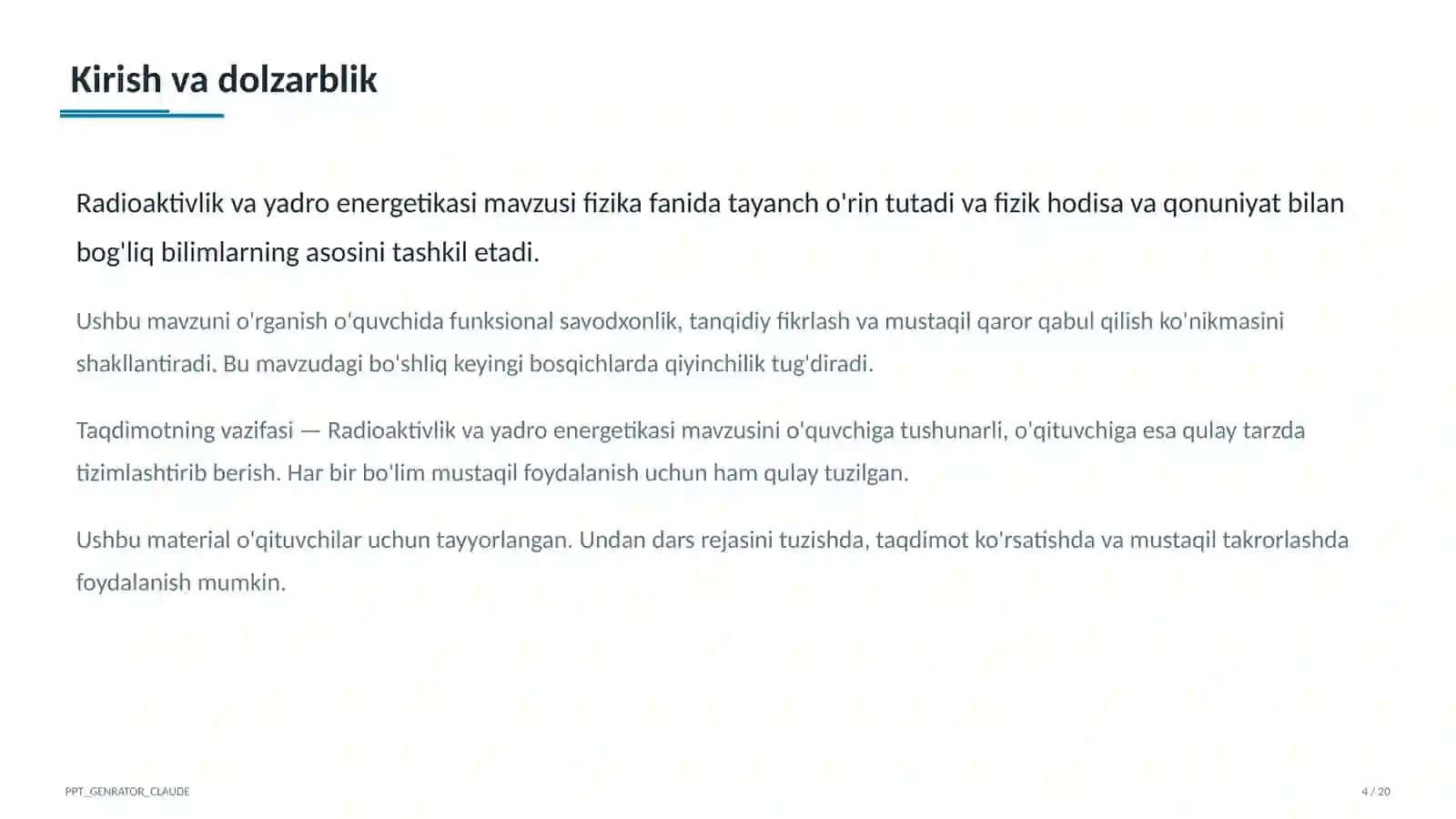 Radioaktivlik va yadro energetikasi (11-sinf) 4