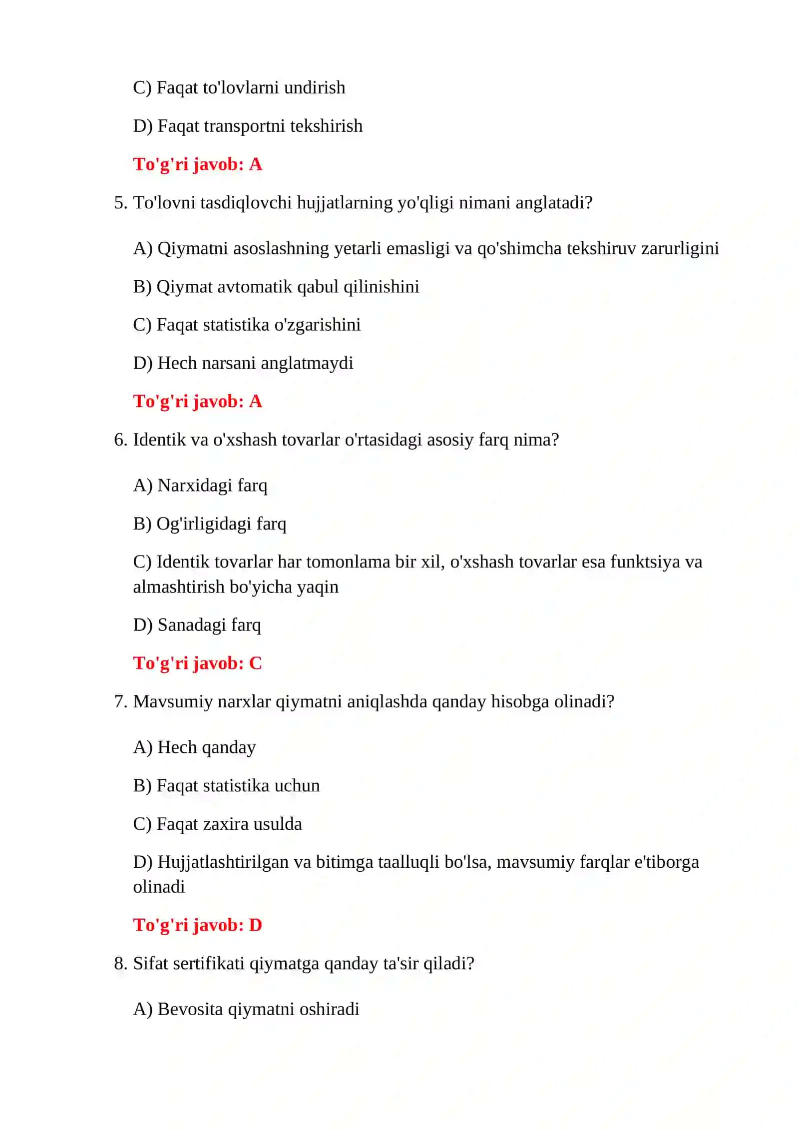 BOJXONA QIYMATI 500 TA TEST 4