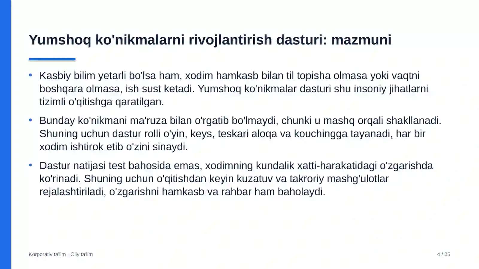 travmatologiya va ortopediya bo'limlarida yumshoq ko'nikmalarni rivojlantirish dasturi 9209 4