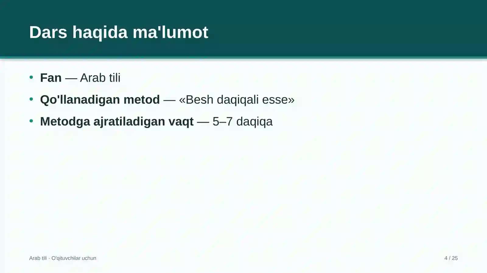 arab tili darslarida besh daqiqali esse metodidan foydalanish 5162 4