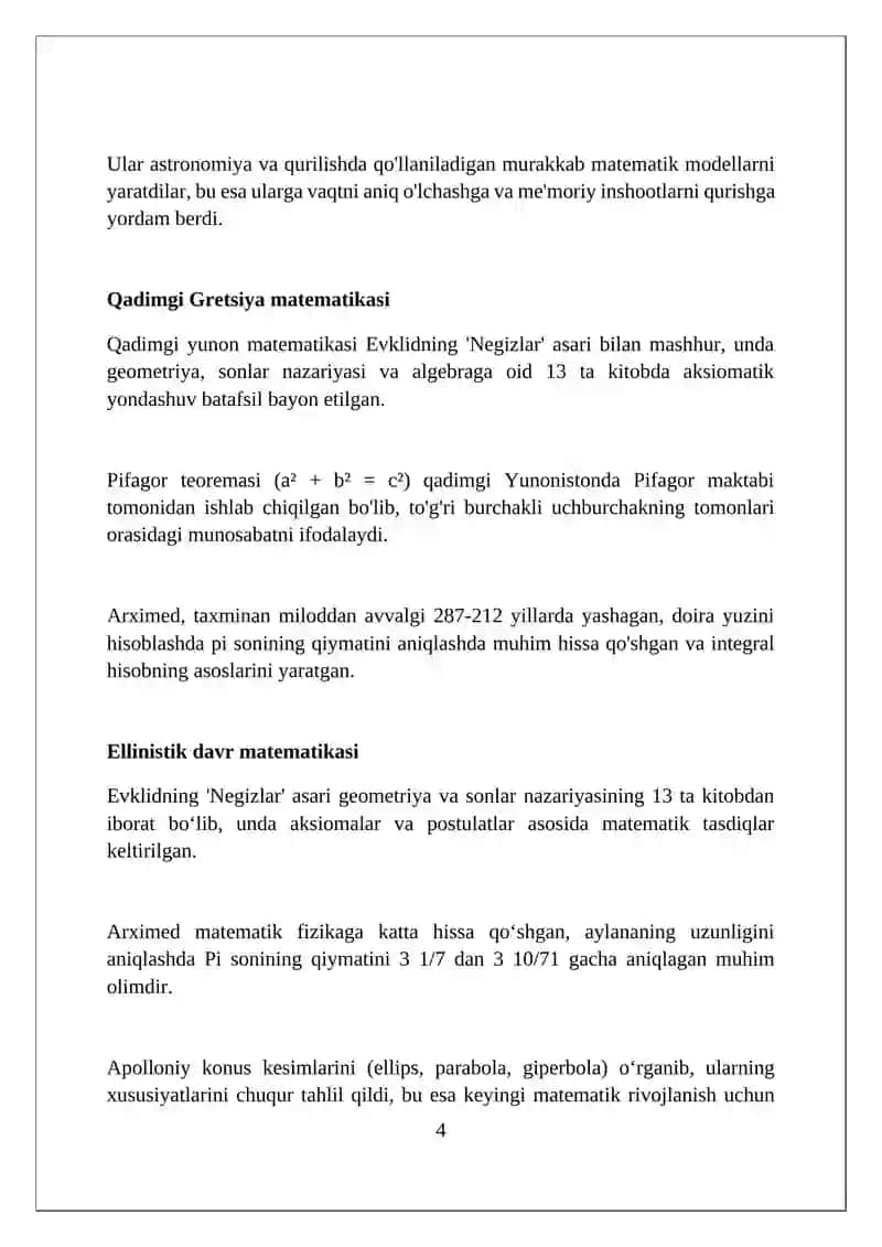 Matematikaning rivojlanish davrlari 4