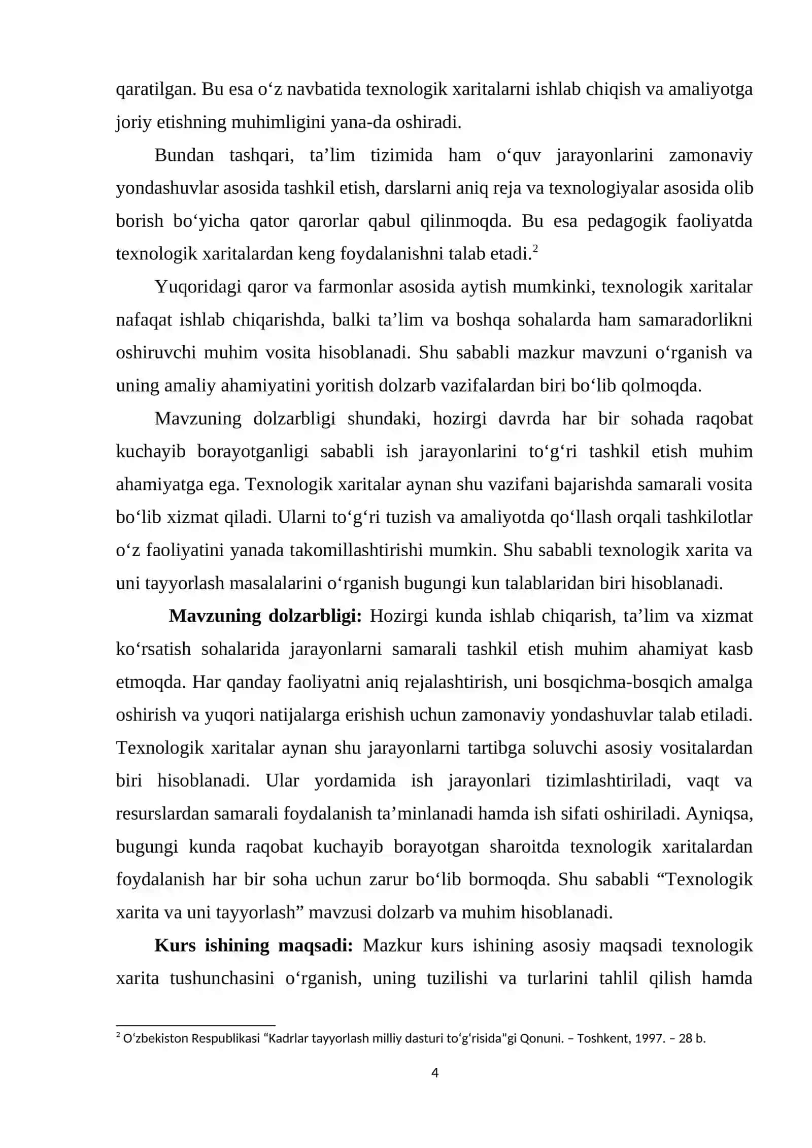 TEXNOLOGIK XARITA VA UNI TAYYORLASH 4