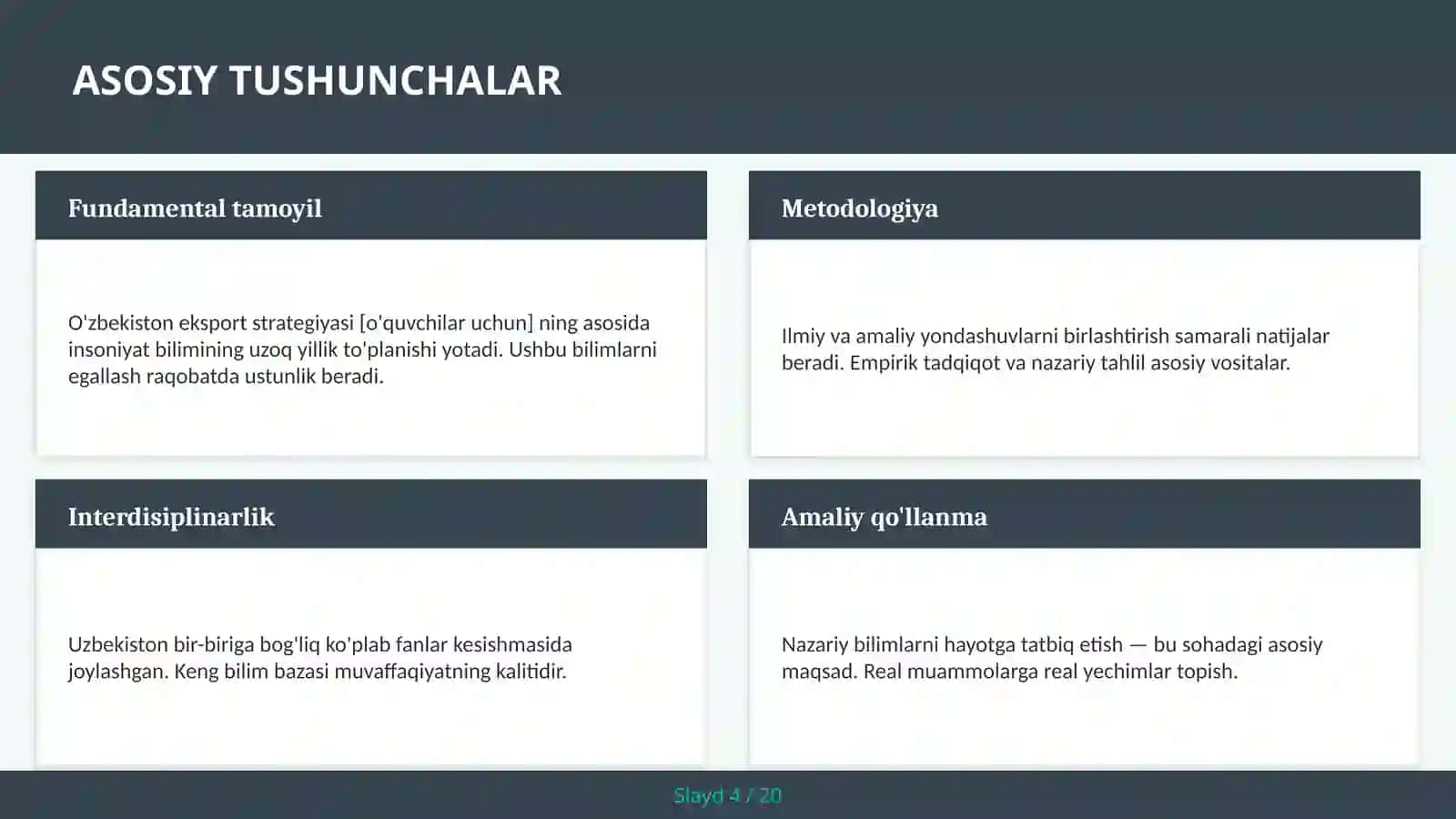 O'zbekiston eksport strategiyasi [o'quvchilar uchun] 4