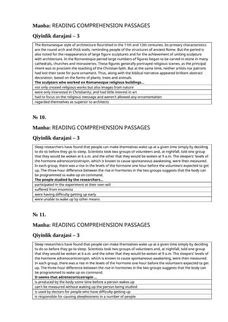 READING COMPREHENSION PASSAGES 4